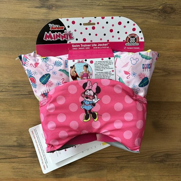 New SwimWays Disney Minnie Mouse Child 33-55lbs Swim Trainer Life Jacket USCG - Picture 1 of 6